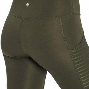 Bally Total Fitness Women's High Rise Mid-Calf Pocket Legging Hemlock Green Sz S
